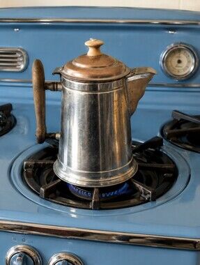 Geo. E. Watson Vintage Coffee Pot Copper Wood Handle Farmhouse Style Antique